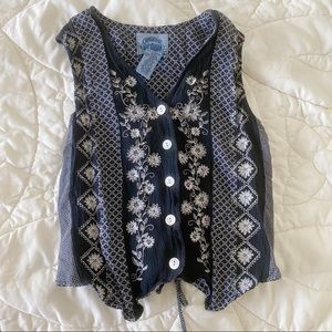 blue & white detailed vest